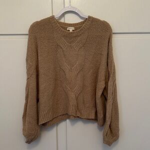 NEW Warm Brown Crew Neck Sweater Blouse Sleeved